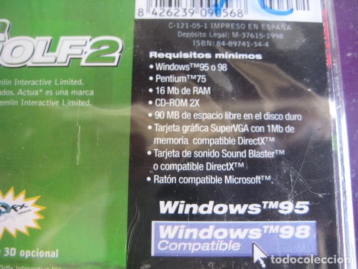 Videojuegos y consolas: ACTUA GOLF 2 - PC CD ROM PRECINTADO - DINAMIC MULTIMEDIA - GREMLIN - MARCA - Foto 3