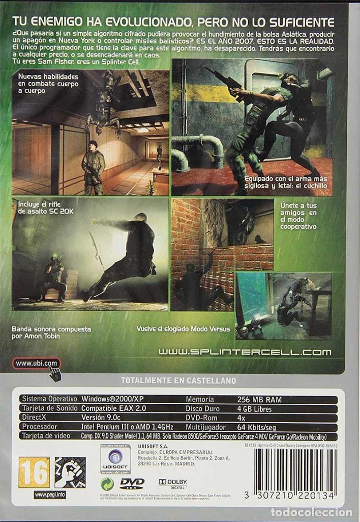 Videojuegos y consolas: Tom Clancys Splinter Cell Chaos Theory. PC (precintado) - Foto 2