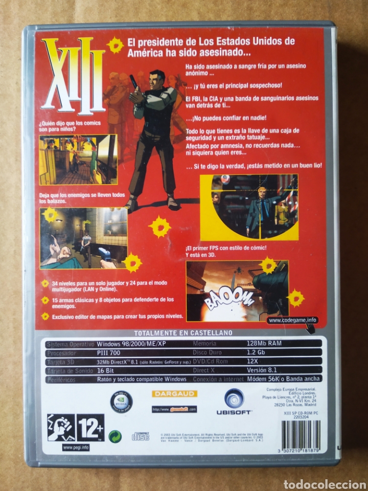 Videojuegos y consolas: Juego PC XIII (Dargaud/Ubisoft, 2003). Code Game. Incluye manual y 4 discos. En espa&ntilde;ol. - Foto 2