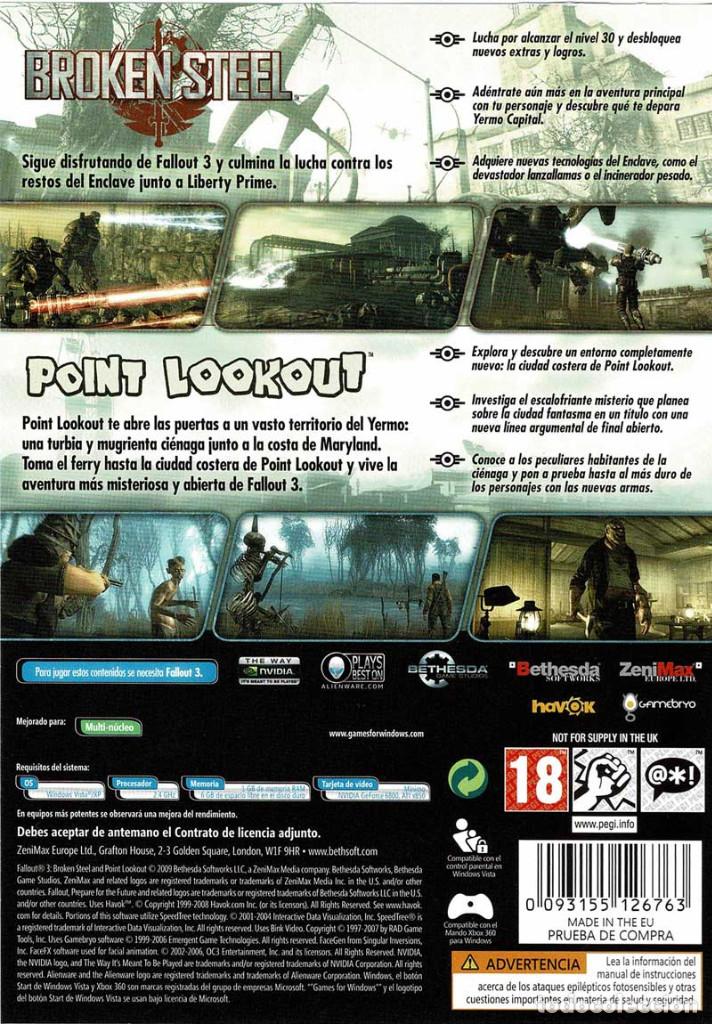 Videojuegos y consolas: Fallout 3. Broken Steel y Point Lookout. Pack de expansi&oacute;n. PC - Foto 2