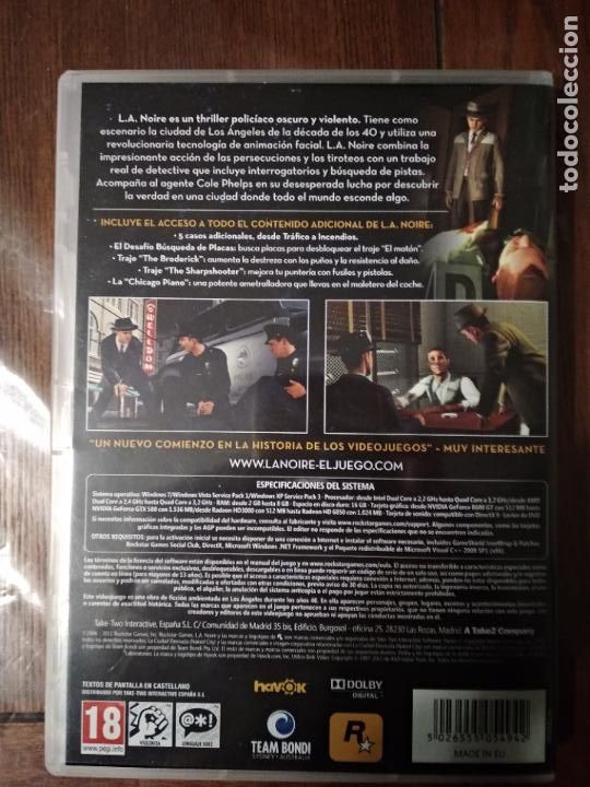 Videojuegos y consolas: L. A. Noire - Edici&oacute;n Completa - PC (Castellano) - Foto 2