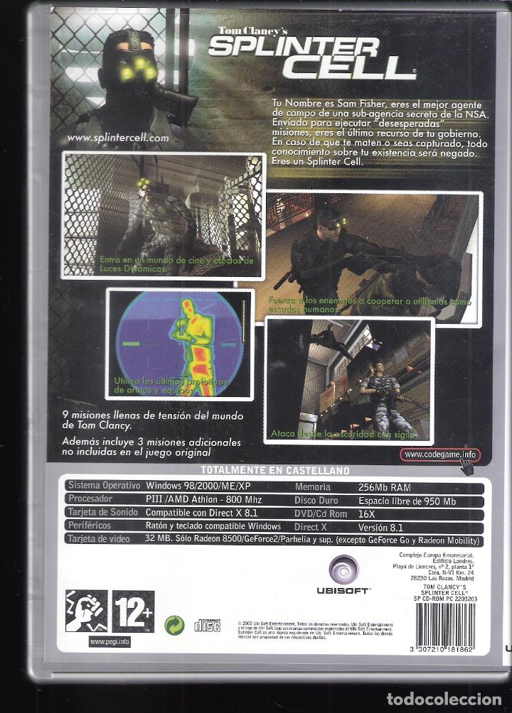 Videojuegos y consolas: SPLINTER CELL - PC DVD ROM - CODE GAME . 3 misiones adicionales. - Foto 2