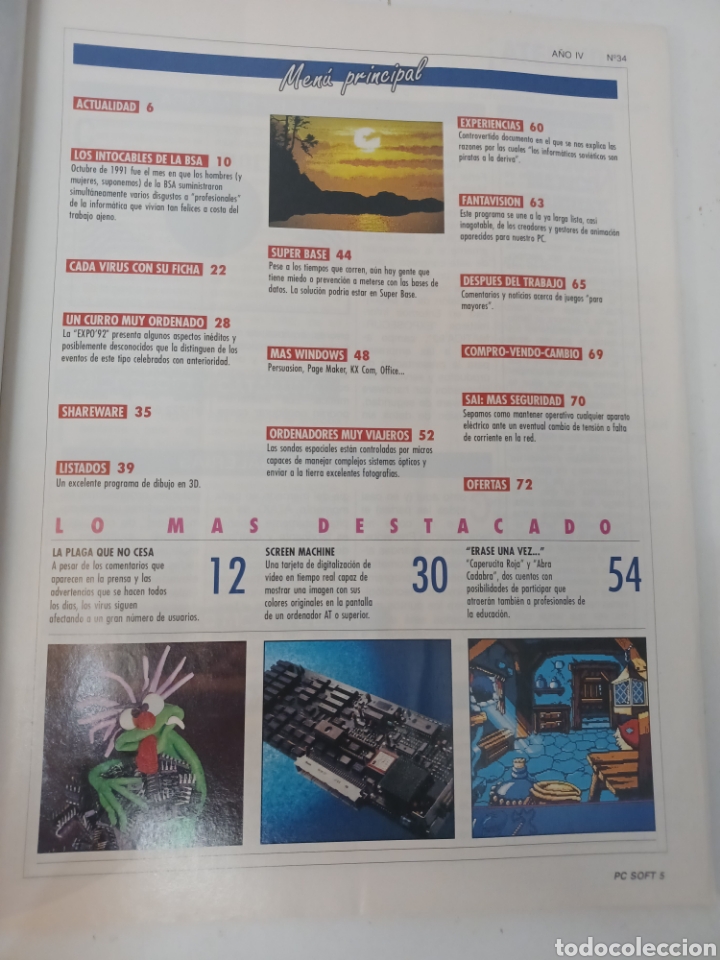 Videojuegos y consolas: Revista Informatica PC Soft N&deg; 34 a&ntilde;o 1992 - Foto 2