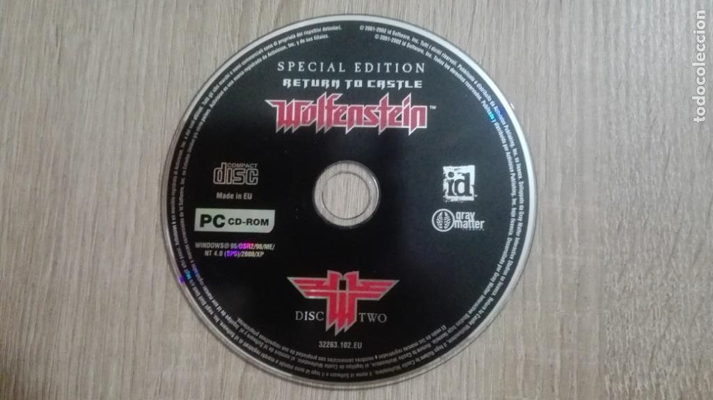 Videojuegos y consolas: WOLFENSTEIN SPECIAL EDITION RETURN TO CASTLE-PC CD ROM-A&Ntilde;O 2002-S&Oacute;LO DISCO N&ordm; 2. - Foto 1