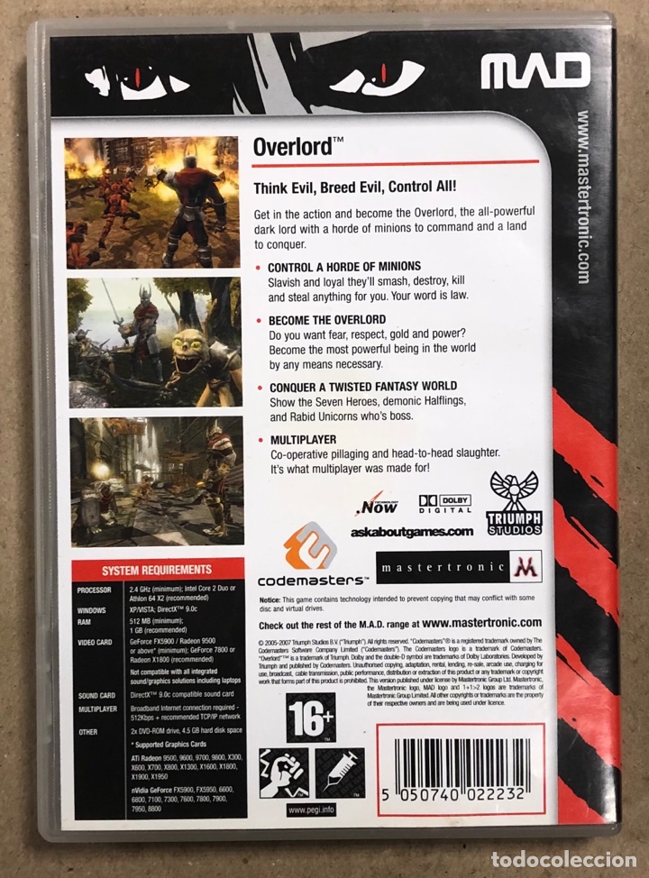 Videojuegos y consolas: OVERLORD. PC DVD-ROM. TRIUMPH STUDIOS - CODEMASTERS. - Foto 3