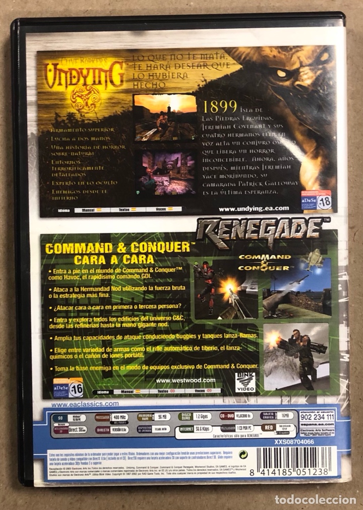 Videojuegos y consolas: RENEGADE COMMAND & CONQUER + CLIVE BARKER&acute;S UNDYING . PC CD-ROM. 2 JUEGOS. - Foto 3