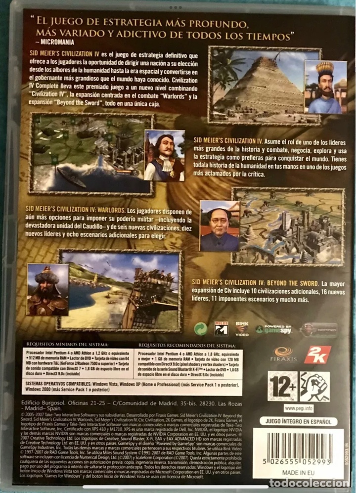Videojuegos y consolas: CIVILIZATION IV COMPLETO SID MEIERS DE FIRAXIS GAMES JUEGO de PC - Foto 2