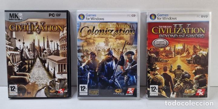 Videojuegos y consolas: CIVILIZATION IV - 4 + BEYOND THE SWORD + COLONIZATION / 2005-2008 / PC DVD - Foto 1