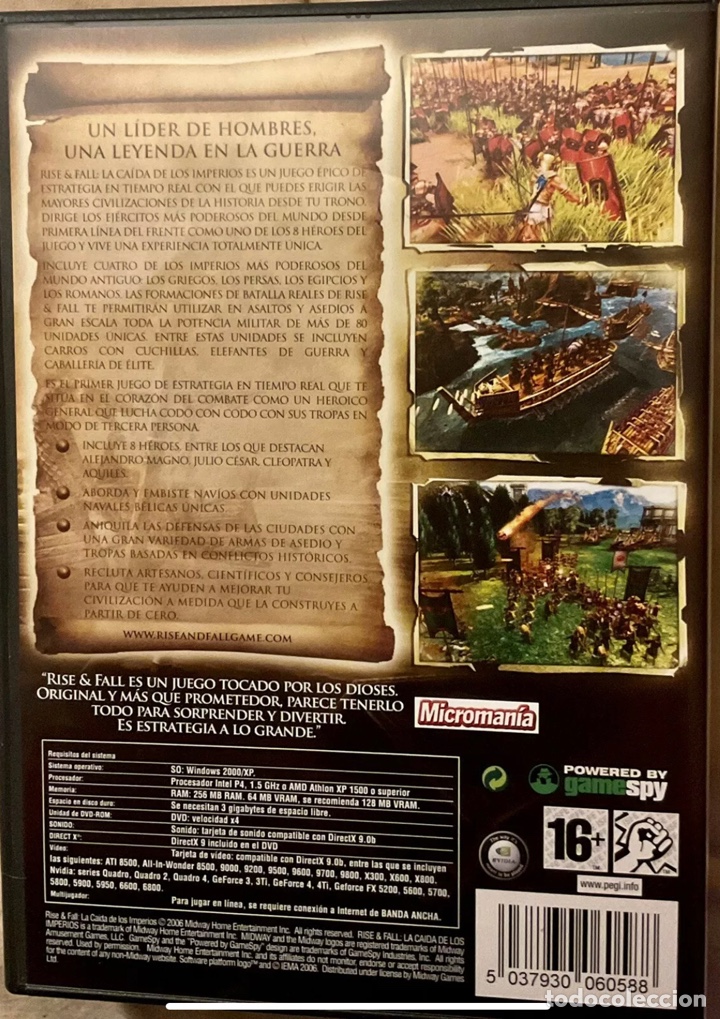 Videojuegos y consolas: RISE & FALL La ca&iacute;da de los imperios,VIRGIN, INTEGRA EN ESPA&Ntilde;OL, PC DVD - Foto 2
