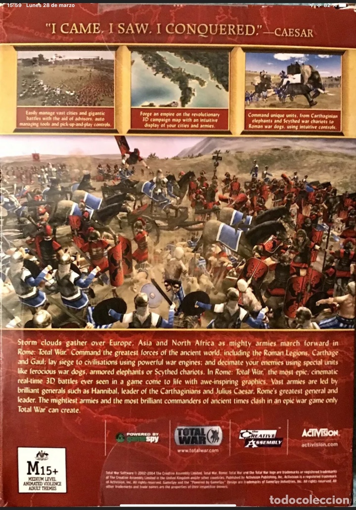 Videojuegos y consolas: ROME TOTAL WAR VERSION ORIGINAL MADE IN AUSTRALIA 3 CD Rom - Foto 2