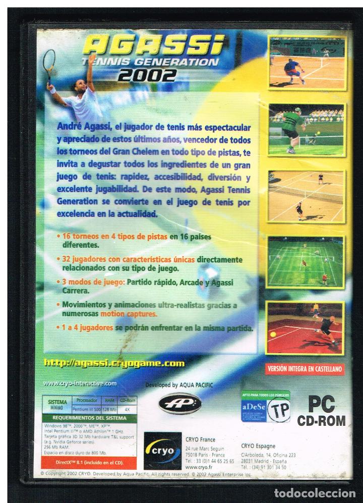 Videojuegos y consolas: AGASSI. TENNIS GENERATION 2002 - PC CDROM - Foto 2