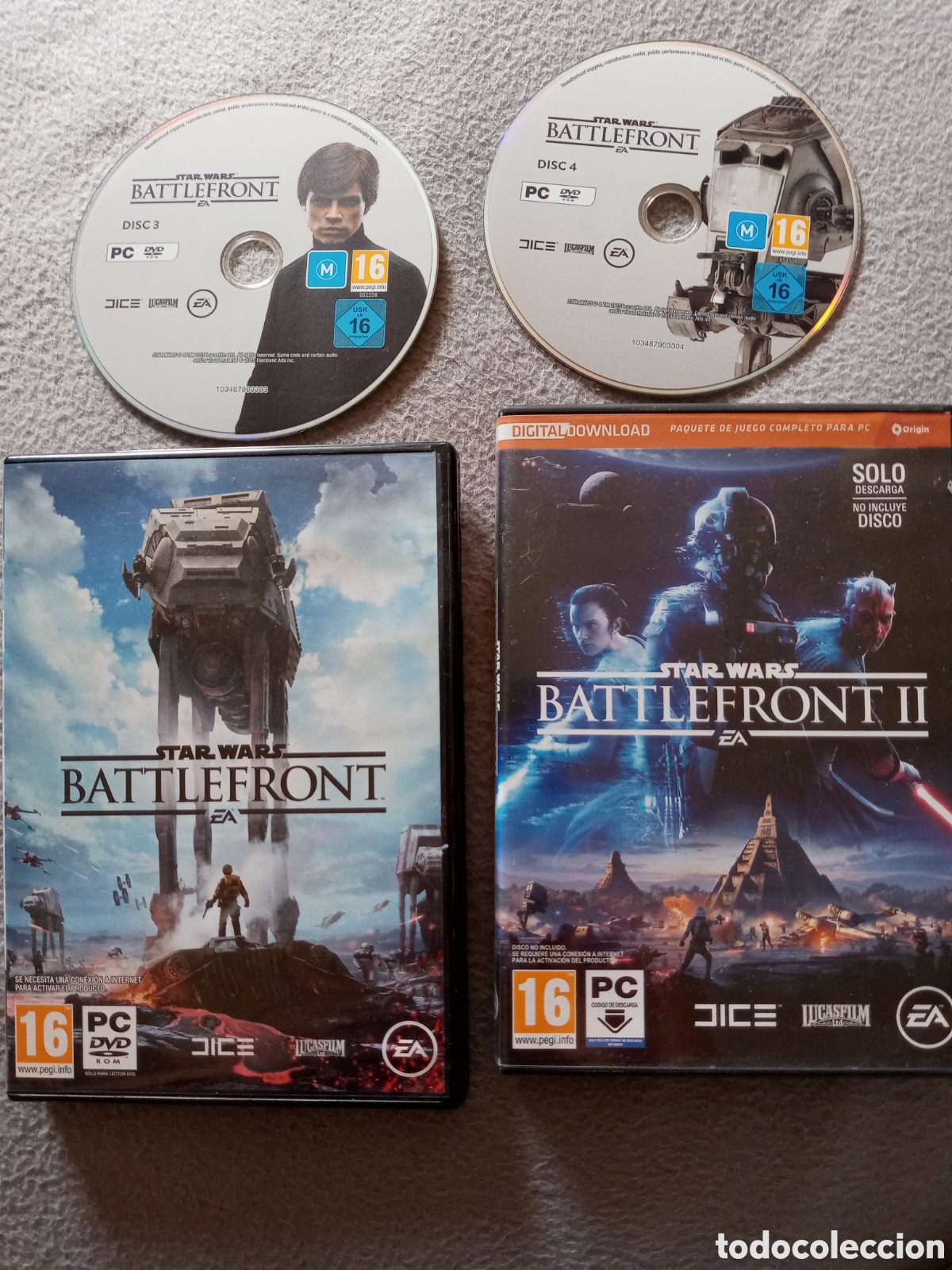 Videojuegos y consolas: Star Wars.Battlefront 1 y2.juego PC.4discos - Foto 1