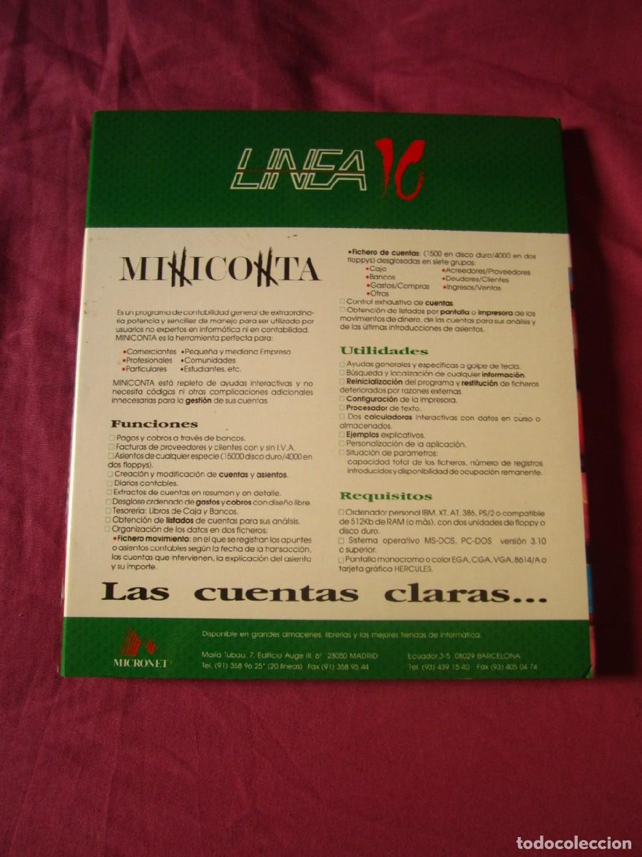 Videojuegos y consolas: Miniconta (Micronet) (Antiguo Programa de Contabilidad para PC) - Foto 2