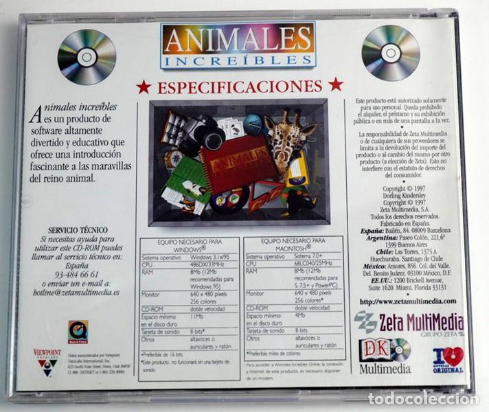 Videojuegos y consolas: Animales incre&iacute;bles. CD-ROM. Edici&oacute;n 1997 - Foto 2