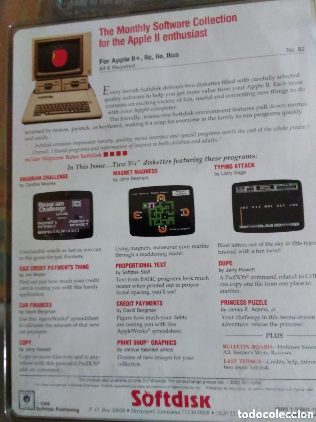 Videojuegos y consolas: Softdisk 92 software para Apple User incluye dos disquetes flexibles - Foto 2