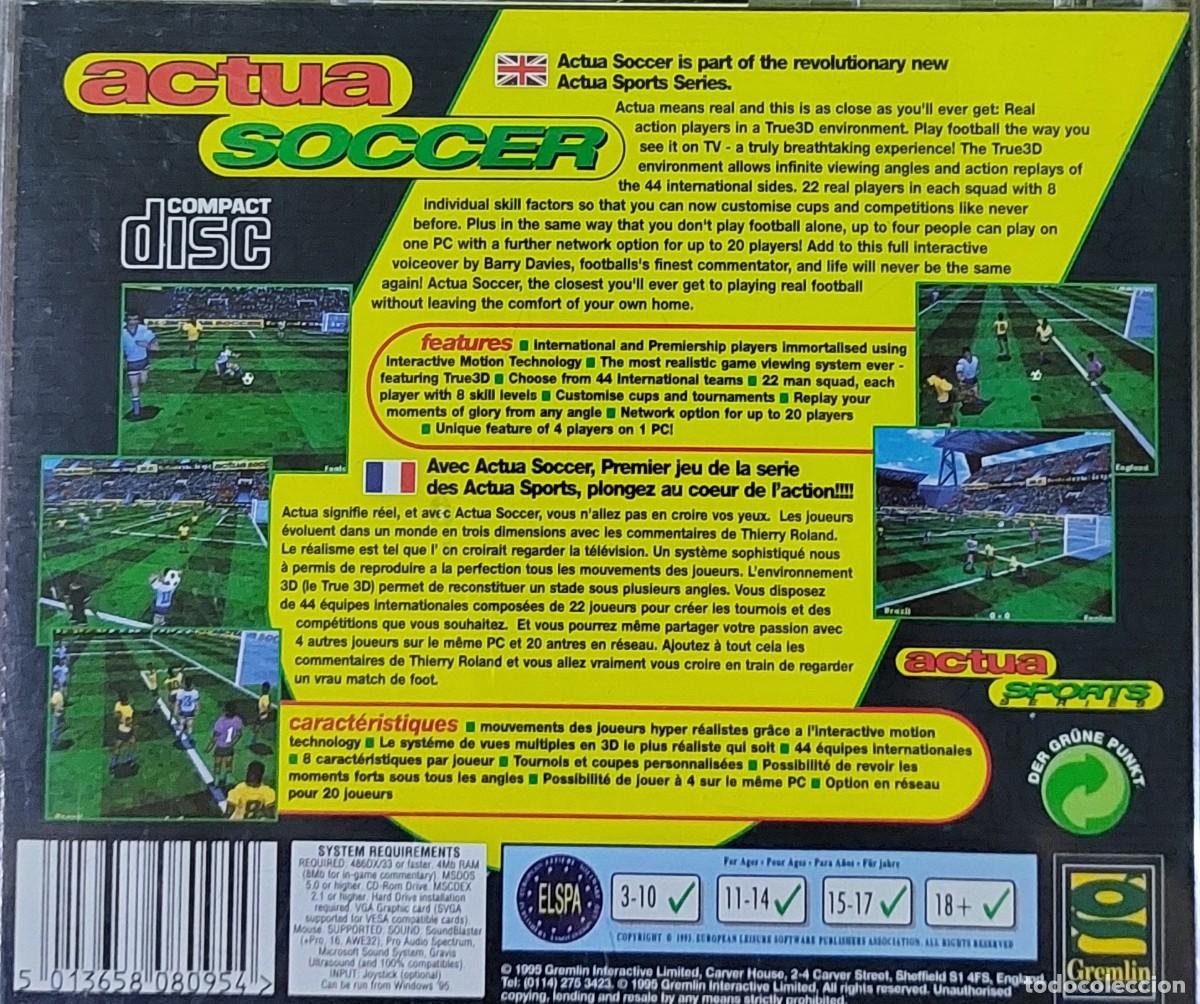 Videojuegos y consolas: Actua Soccer PC CD-ROM - Foto 2