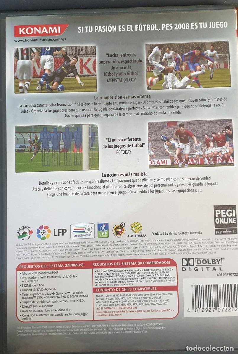 Videojuegos y consolas: Pro Evolution Soccer 2008 KONAMI PC DVD-ROM - Foto 2