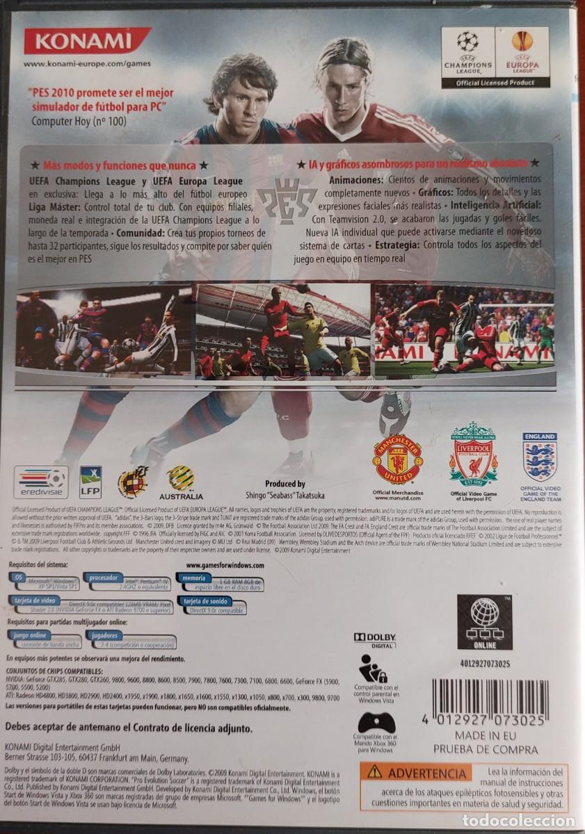 Videojuegos y consolas: PES 2010 PRO EVOLUTION SOCCER KONAMI PC DVD - Foto 2