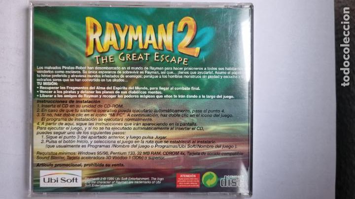 Videojuegos y consolas: JUEGO PC - RAYMAN 2 - The Great Escape - Ubisoft - Foto 2