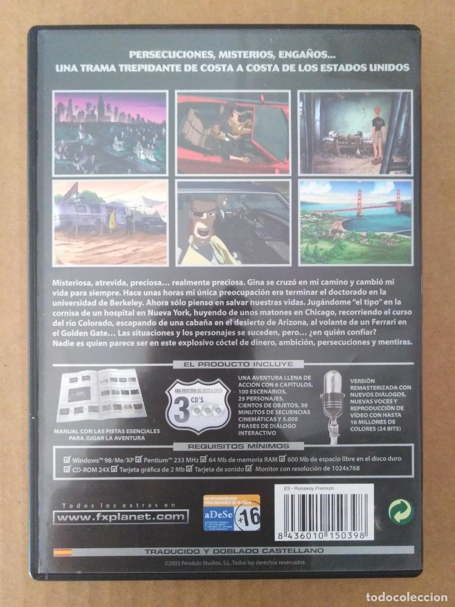 Videojuegos y consolas: Juego PC CD-Rom Runaway: A Road Adventure (P&eacute;ndulo Studios, 2003). FX Interactive. 3 discos. - Foto 2