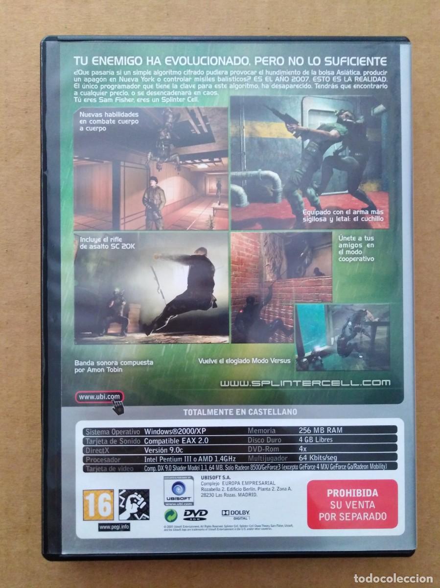 Videojuegos y consolas: uego PC DVD-Rom Tom Clancys Splinter Cell: Chaos Theory (Ubisoft, 2005). Code Game. En castellano. - Foto 2