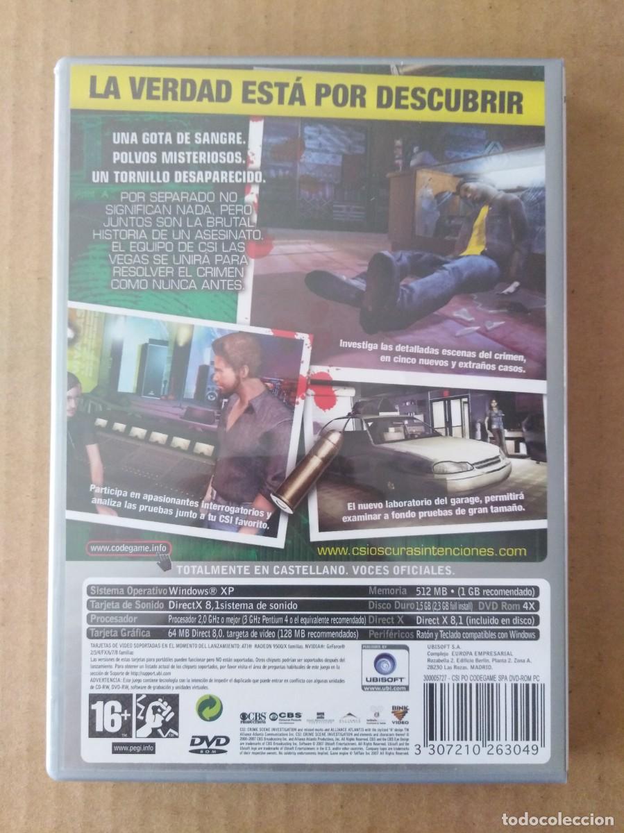 Videojuegos y consolas: Juego PC DVD-Rom CSI: Pruebas Ocultas (Ubisoft, 2007). Con manual. En castellano. Code Game. - Foto 2