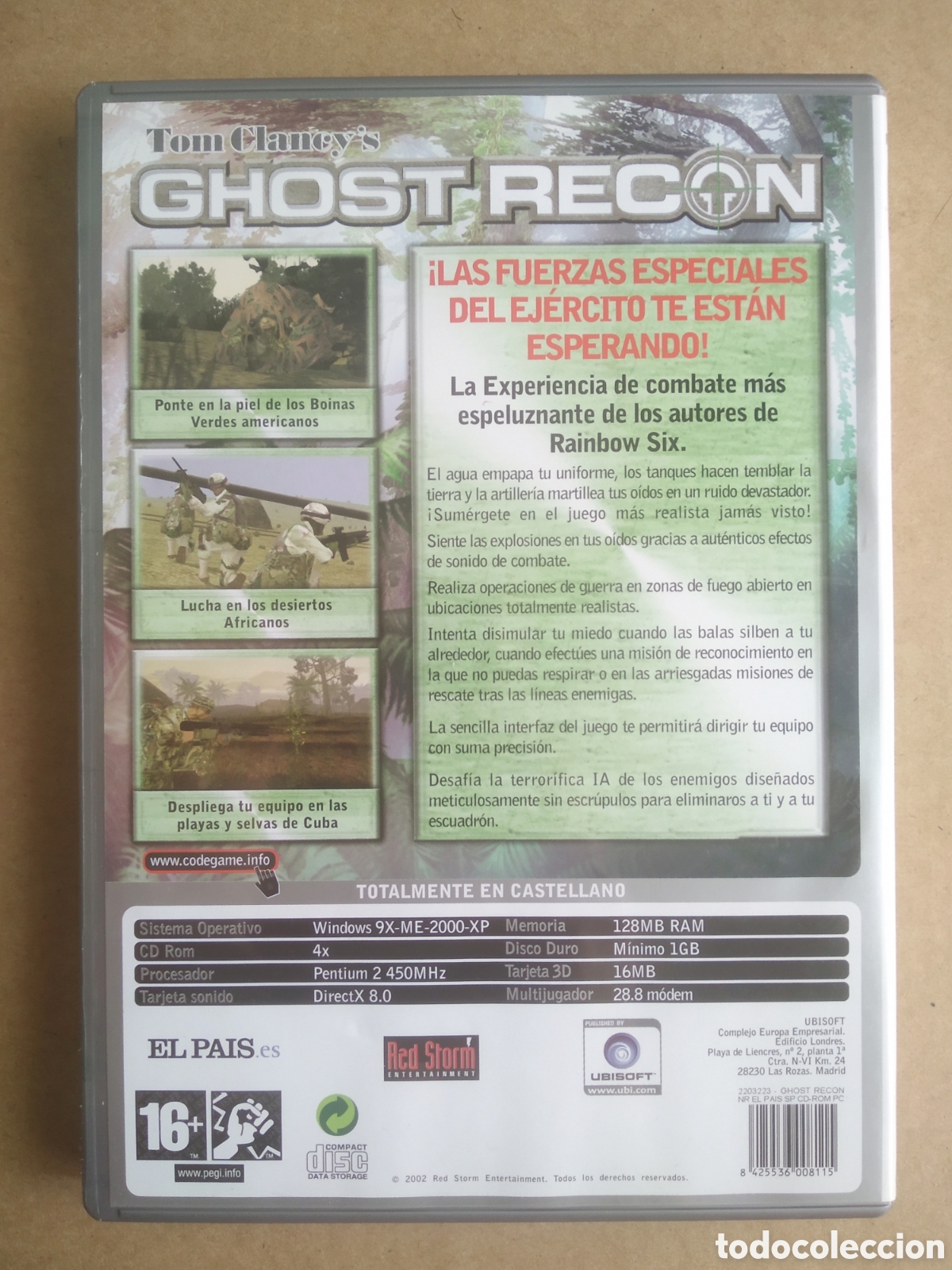 Videojuegos y consolas: Juego PC CD-Rom Tom Clancys Ghost Recon (Ubisoft, 2002). 3 discos. En castellano. Code Game. - Foto 2