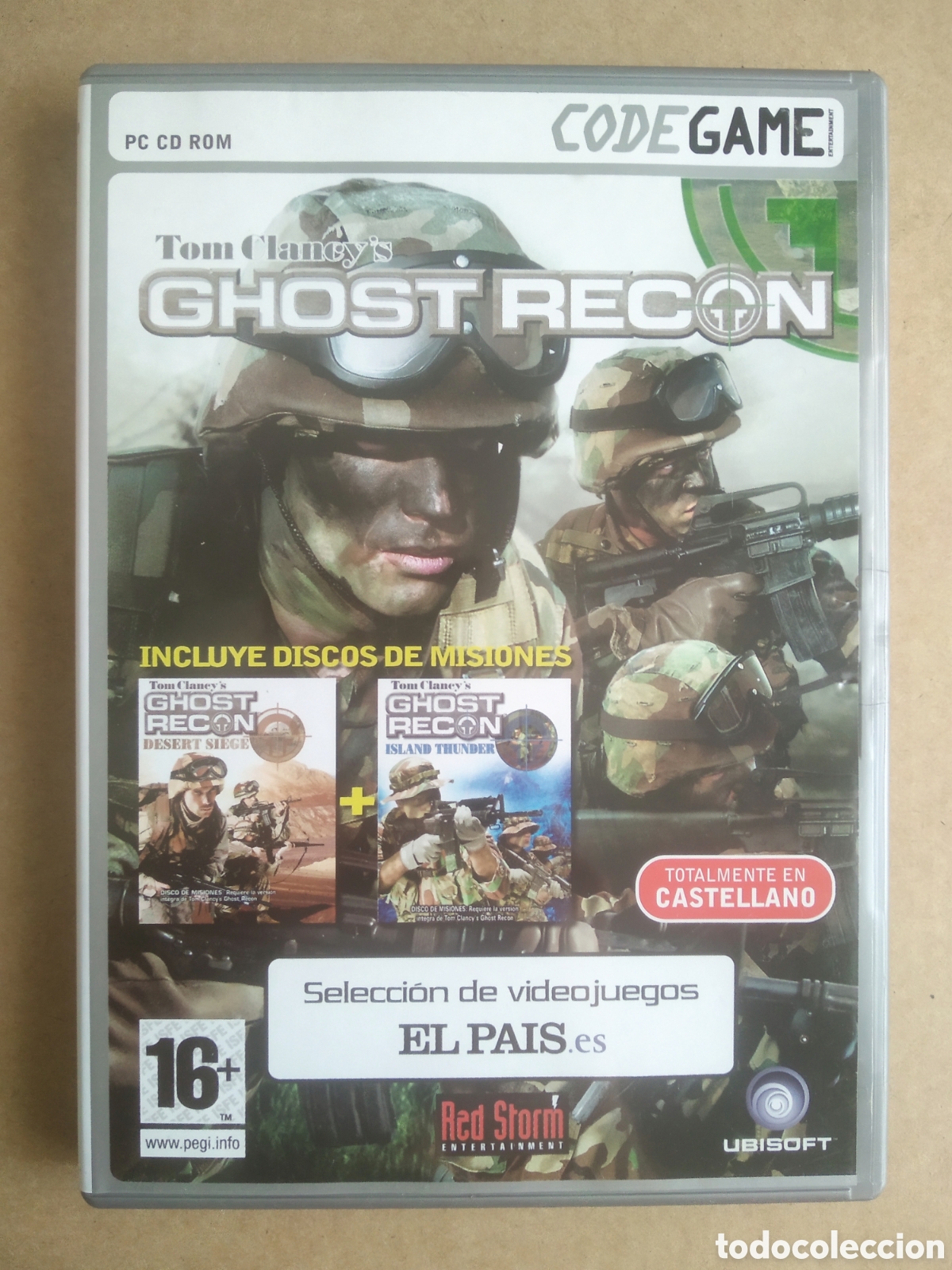 Videojuegos y consolas: Juego PC CD-Rom Tom Clancys Ghost Recon (Ubisoft, 2002). 3 discos. En castellano. Code Game. - Foto 1
