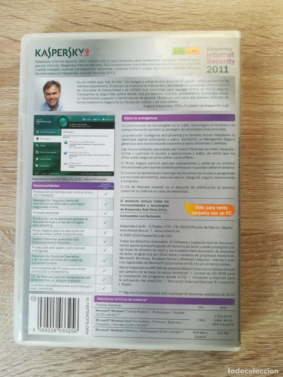 Videojuegos y consolas: ANTI-VIRUS KASPERSKY INTERNET SECURITY - PC CD ROM - KASPERSKY LAB - A&Ntilde;O 2011. - Foto 2