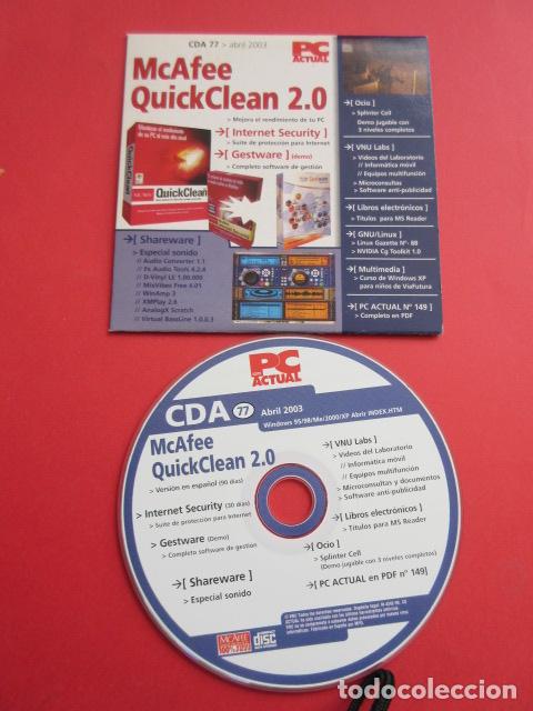 Videojuegos y consolas: MCAFEE QUICKCLEAN 2.0 SHAREWARE SONIDO - PC ACTUAL ABRIL 2003 - MICROSOFT WINDOWS DVD CD - Foto 1