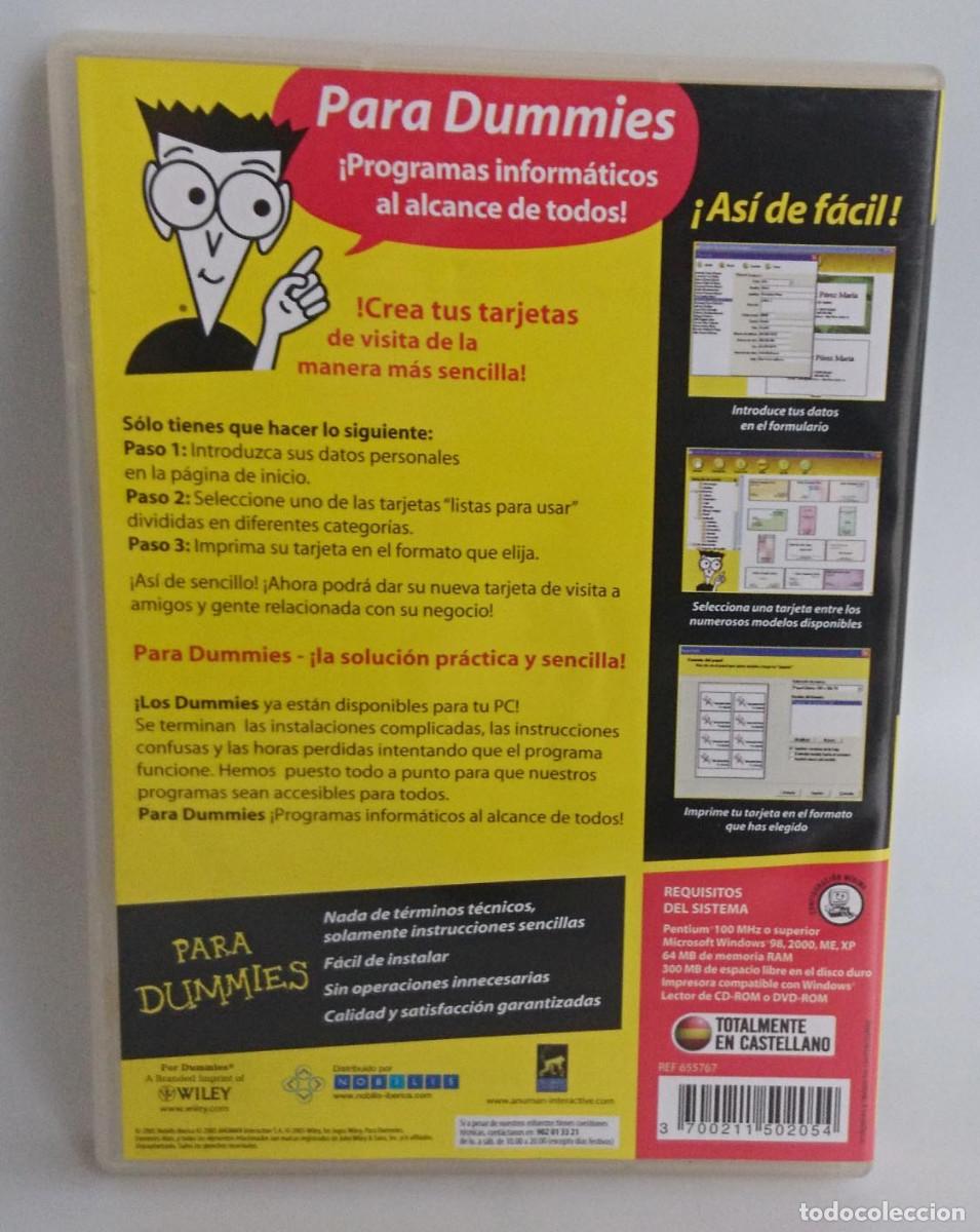 Videojuegos y consolas: TARJETAS DE VISITA PARA DUMMIES EN CD-ROM PC CD ROM - Foto 3