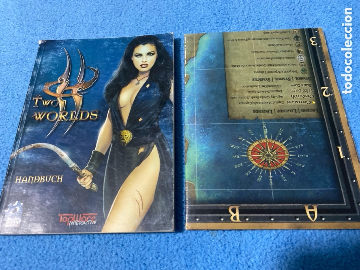 Videojuegos y consolas: MANUAL Y MAPA TWO WORLDS. 1999. En alem&aacute;n - Foto 1