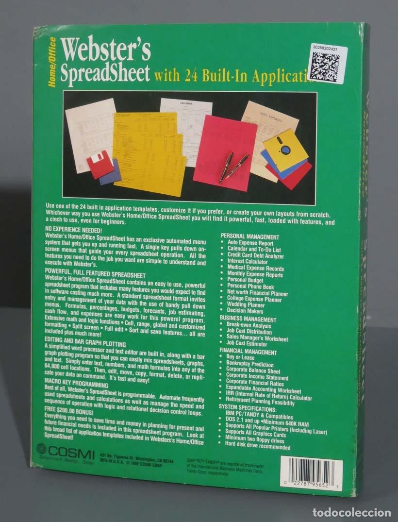 Videojuegos y consolas: PC. WEBSTER&acute;S SPREADSHEET - Foto 3