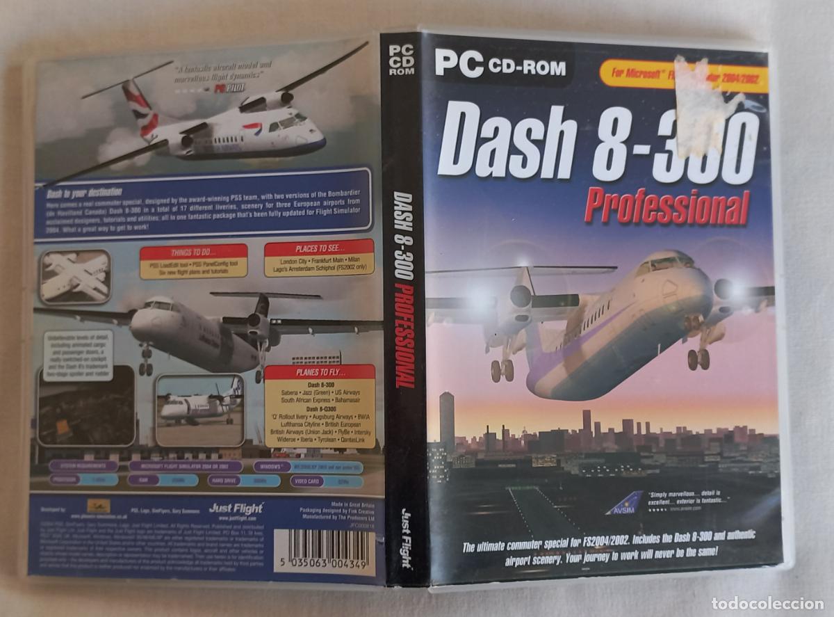 Videojuegos y consolas: Dash 8-300 professional, Juego PC Cd-rom for Microsoft Flight Simulator 2004/2002 - Foto 1