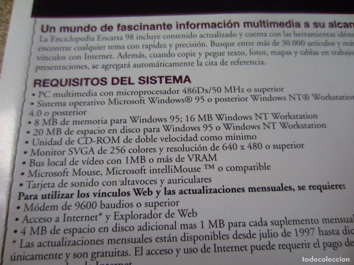 Videojuegos y consolas: Enciclopedia Microsoft Encarta 98 (PC CD-ROM) - Foto 5