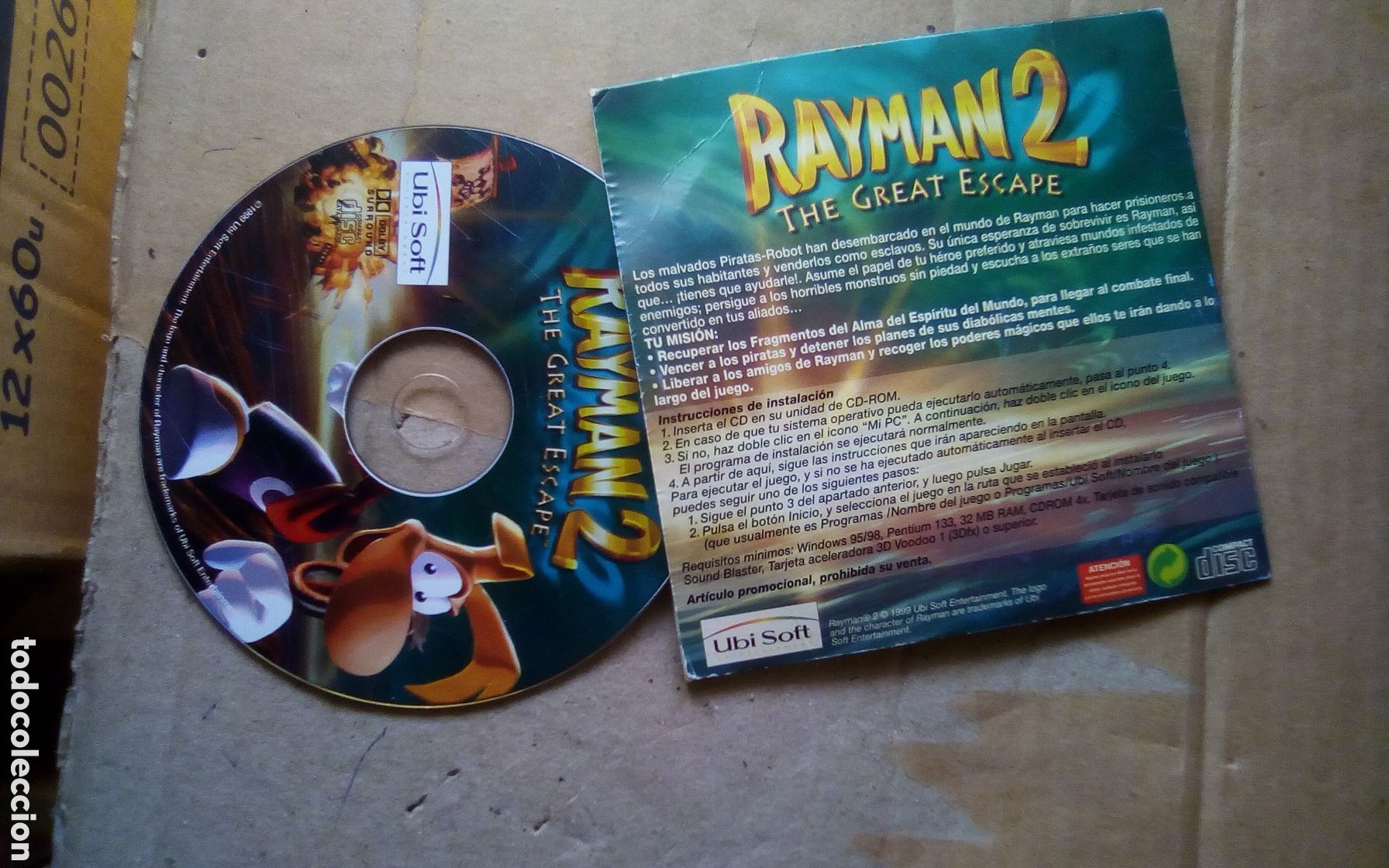 Videojuegos y consolas: PC CD-ROM. Rayman 2. The great escape. Ubi Soft 1999. - Foto 2