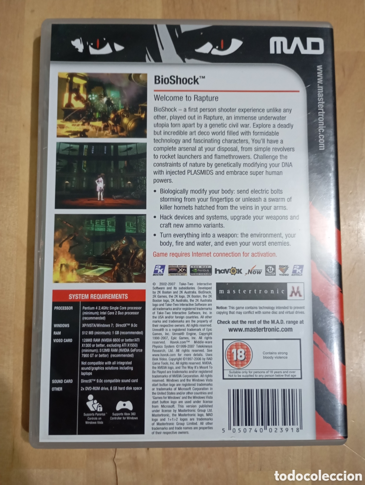 Videojuegos y consolas: Bioshock PC DVD Mastertronic Added Dimension UK version # shooter +18 - Foto 3