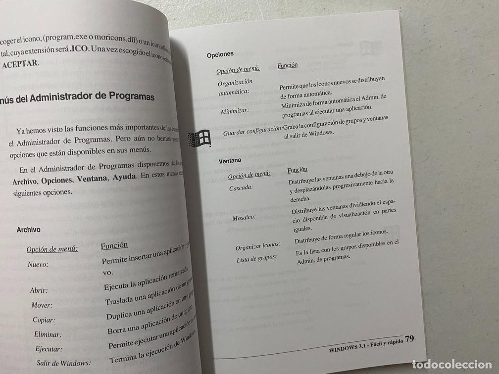 Videojuegos y consolas: WINDOWS 3.1 F&Aacute;CIL Y R&Aacute;PIDO - MANUAL DE SOFTWARE INFORM&Aacute;TICA - Foto 5