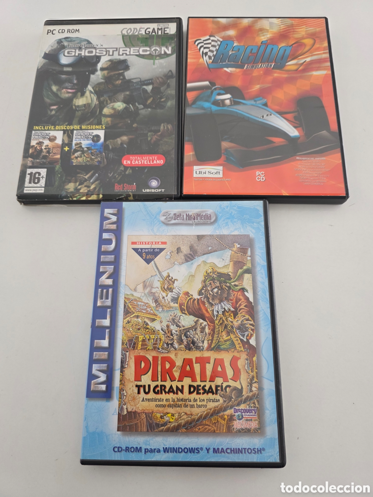 Videojuegos y consolas: lote 3 juegos pc cd rom ghost recon racing simulation piratas - Foto 2