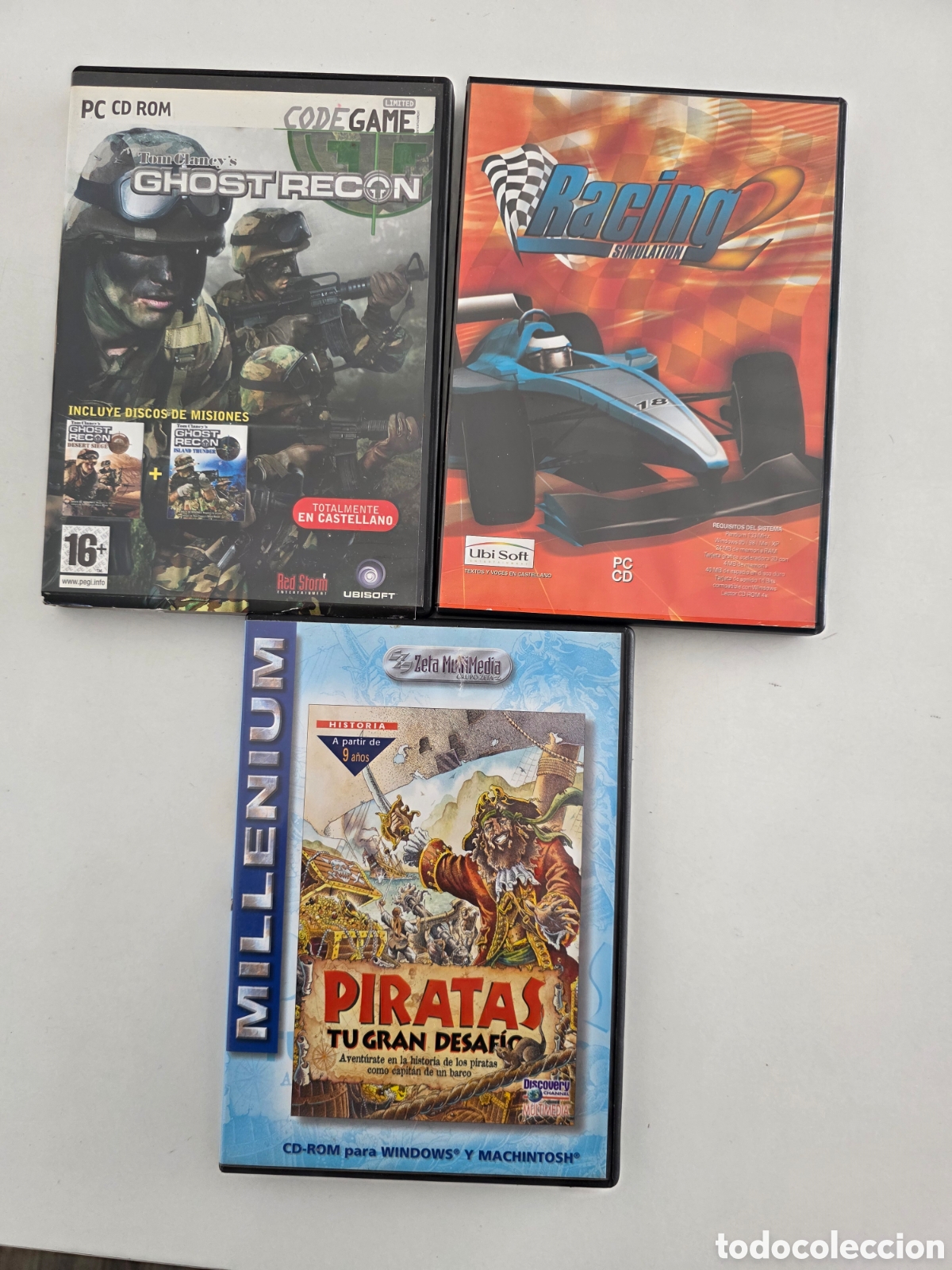 Videojuegos y consolas: lote 3 juegos pc cd rom ghost recon racing simulation piratas - Foto 1