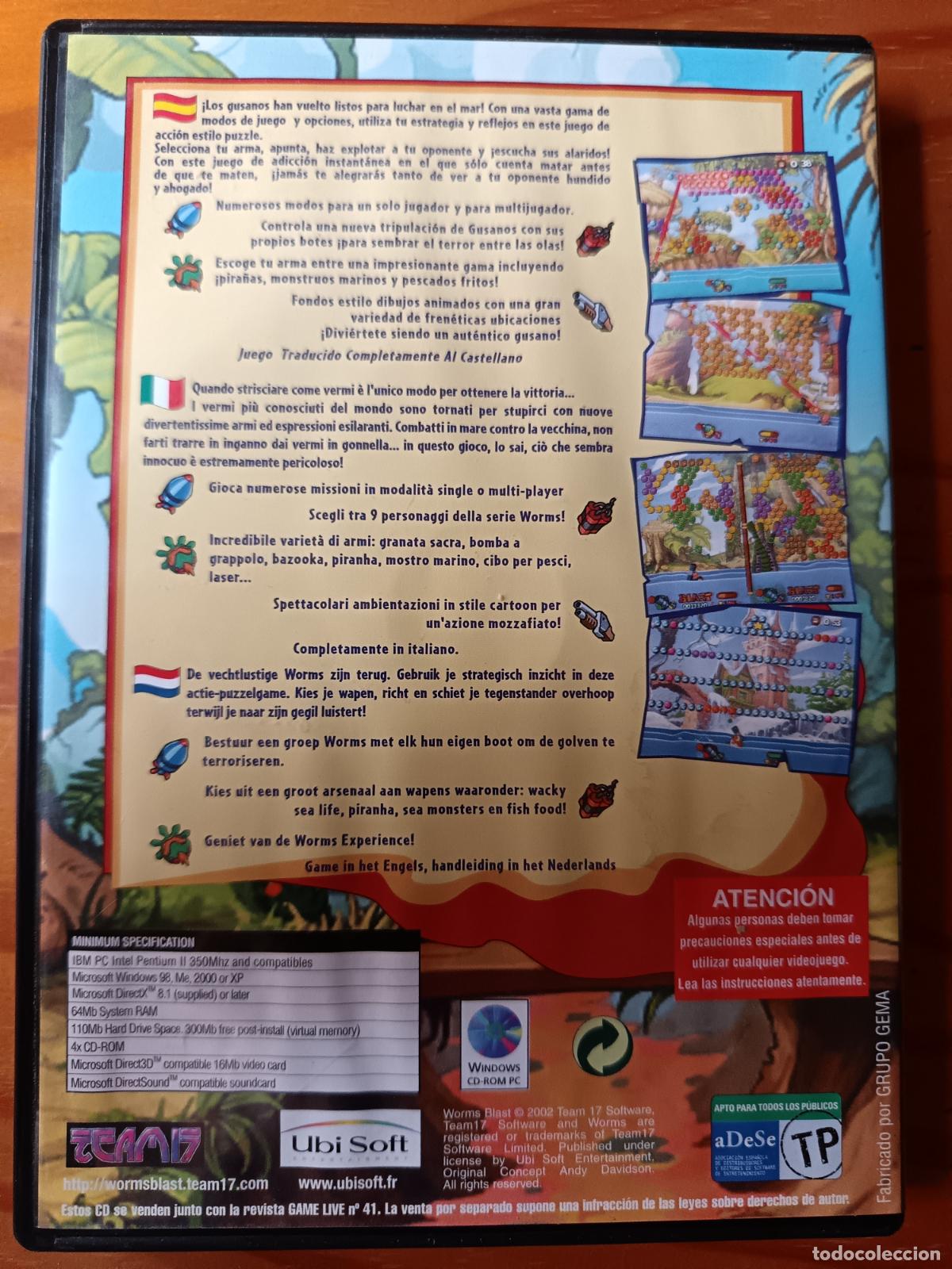 Videojuegos y consolas: 2CD: WORMS BLAST + DEMOS + Parches + Extras + Herramientas... Juego PC. - Foto 3