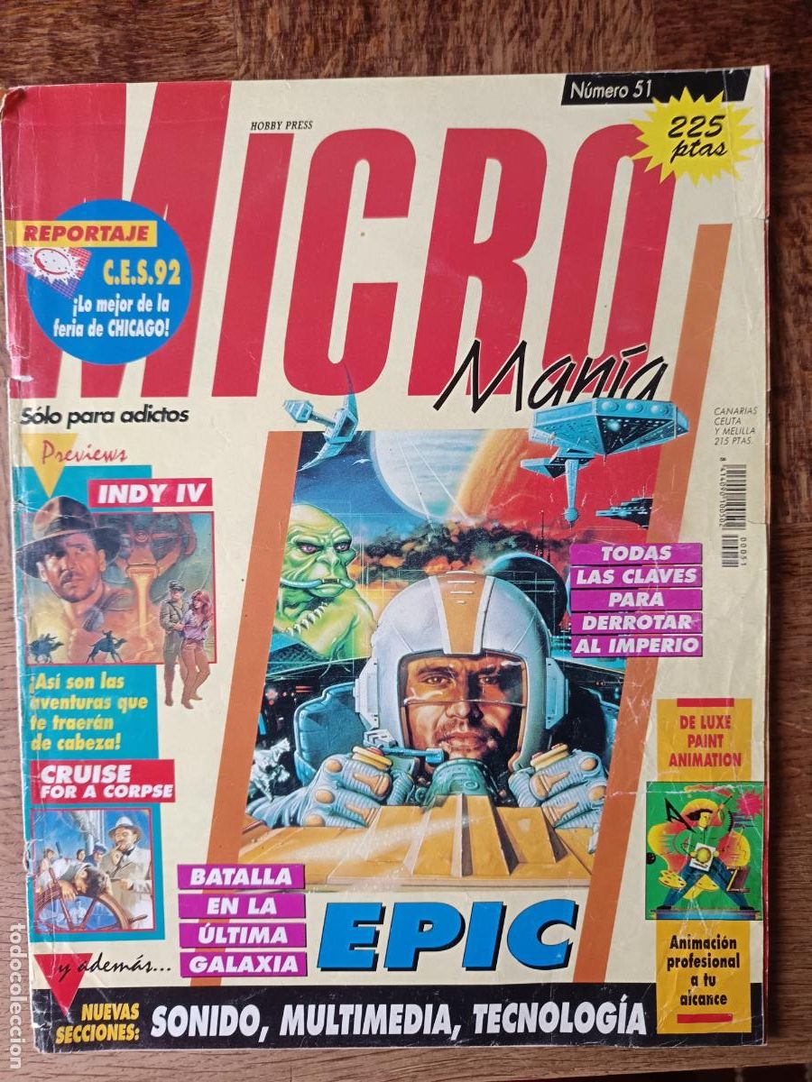Videojuegos y Consolas: MICROMANIA 51 de 1992 EPIC, DUNE, BARBARIAN II, R-TYPE, INDIANA JONES, SHADOWLANDS CRUISE FOR CORPSE