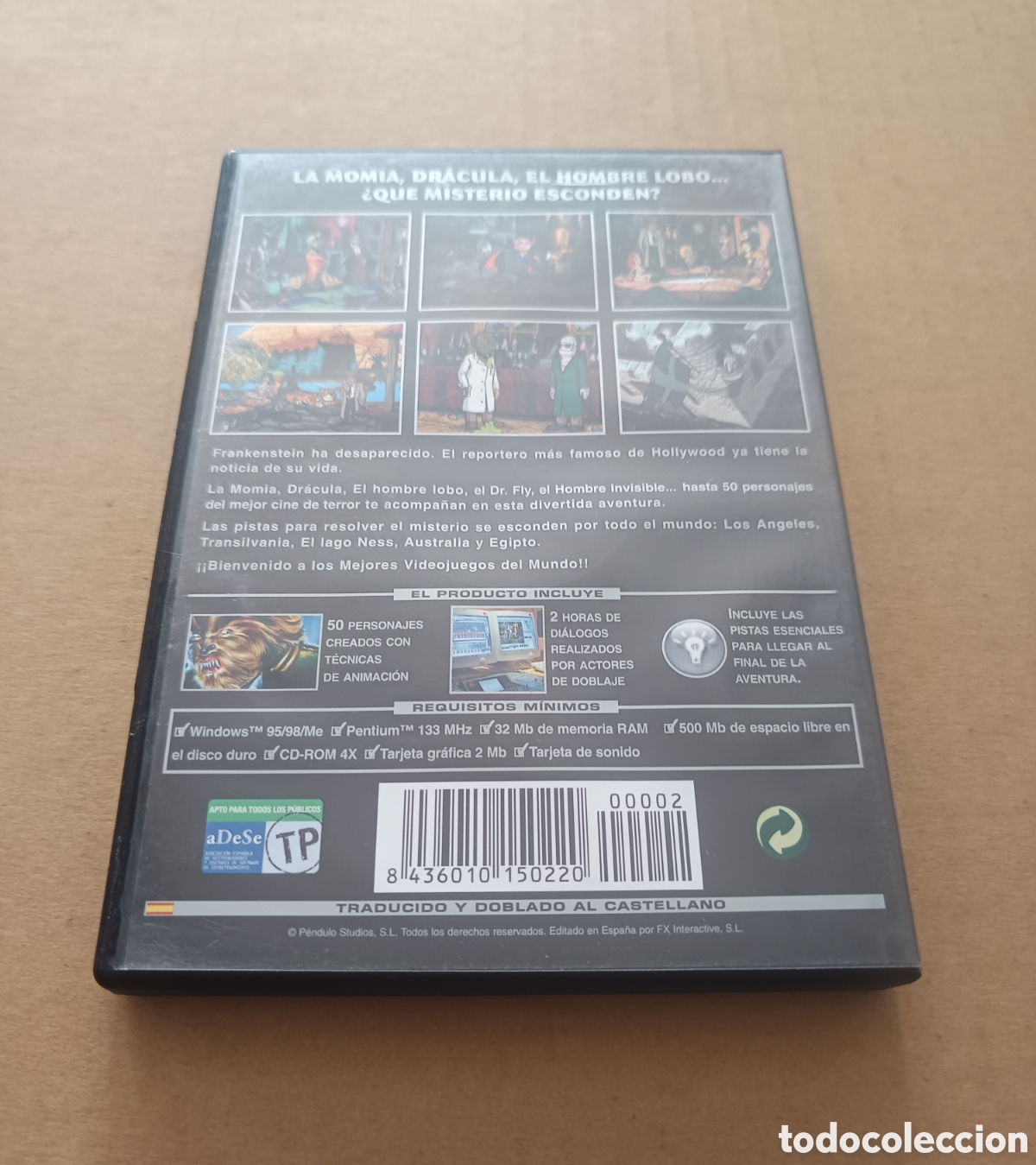 Videojuegos y consolas: Juego PC CD-Rom Hollywood Monsters (P&eacute;ndulo Studios, 2002). FX Interactive. Con manual y pegatinas. - Foto 2