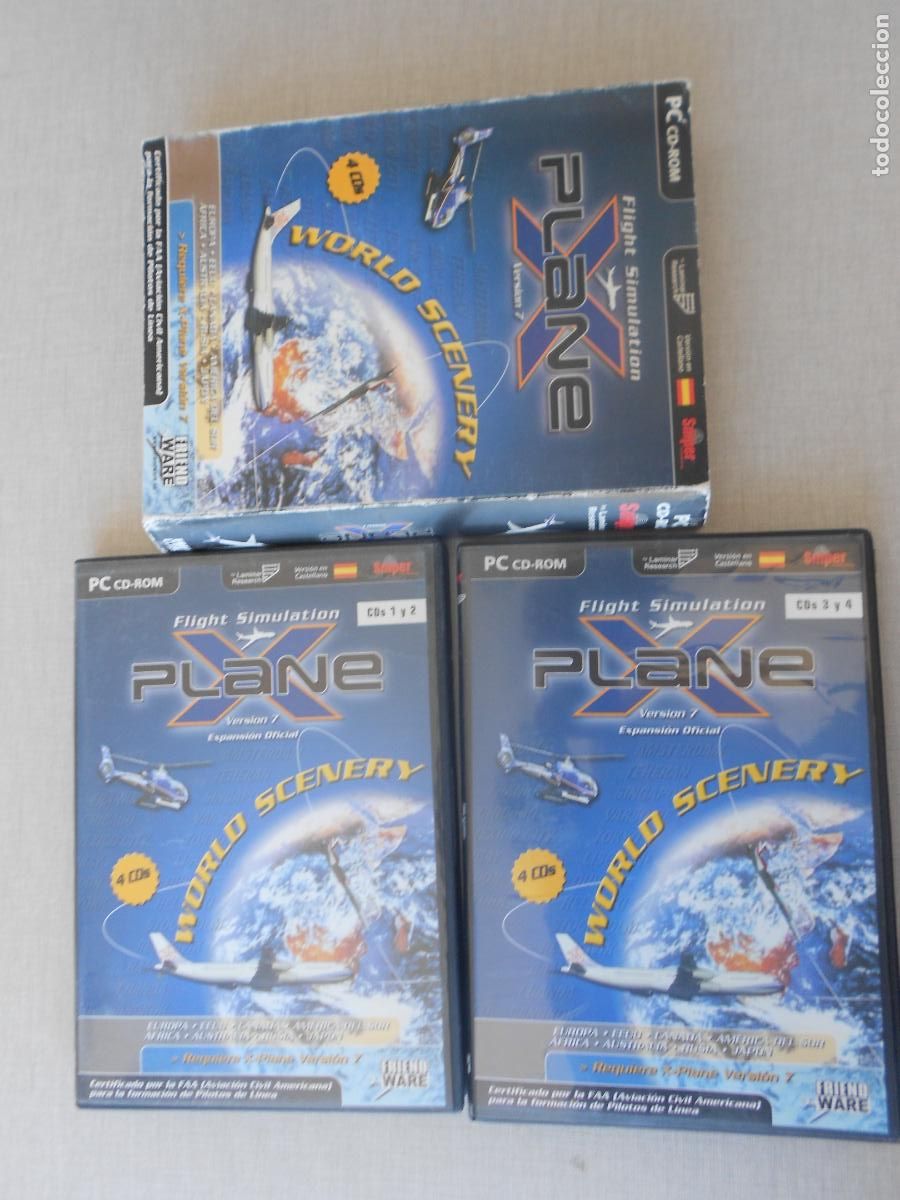 Videojuegos y consolas: FLIGHT SIMULATION PLANE X - VERSION 7 WORLD SCENARY - -4CD,S +CAJA - LAMINARD RESEARCH - Foto 1