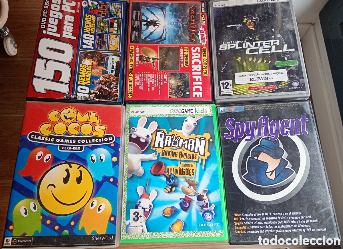 Videojuegos y Consolas: Lote 6 juegos PC splinter cell, come cocos...