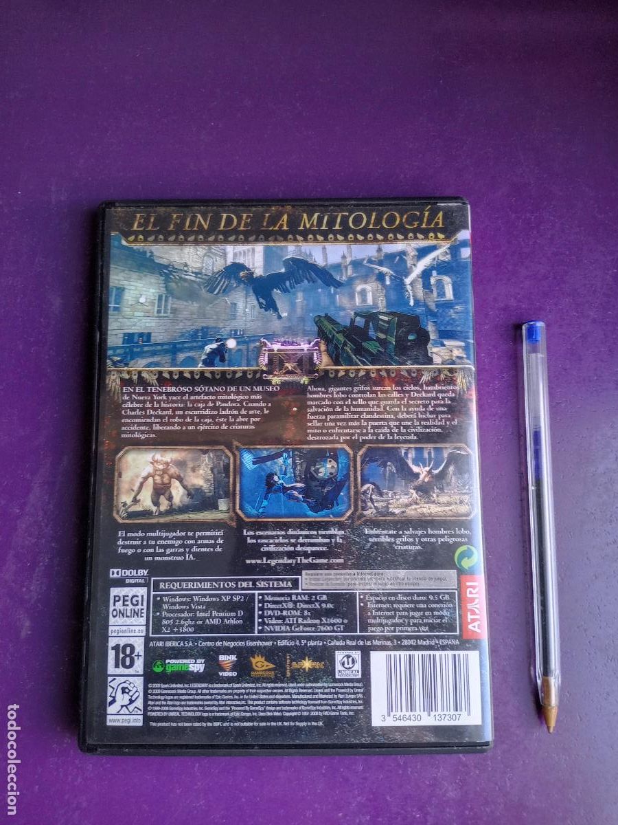 Videojuegos y consolas: LEGENDARY / PC DVD ROM - ATARI - VIDEOJUEGO VINTAGE - Foto 2