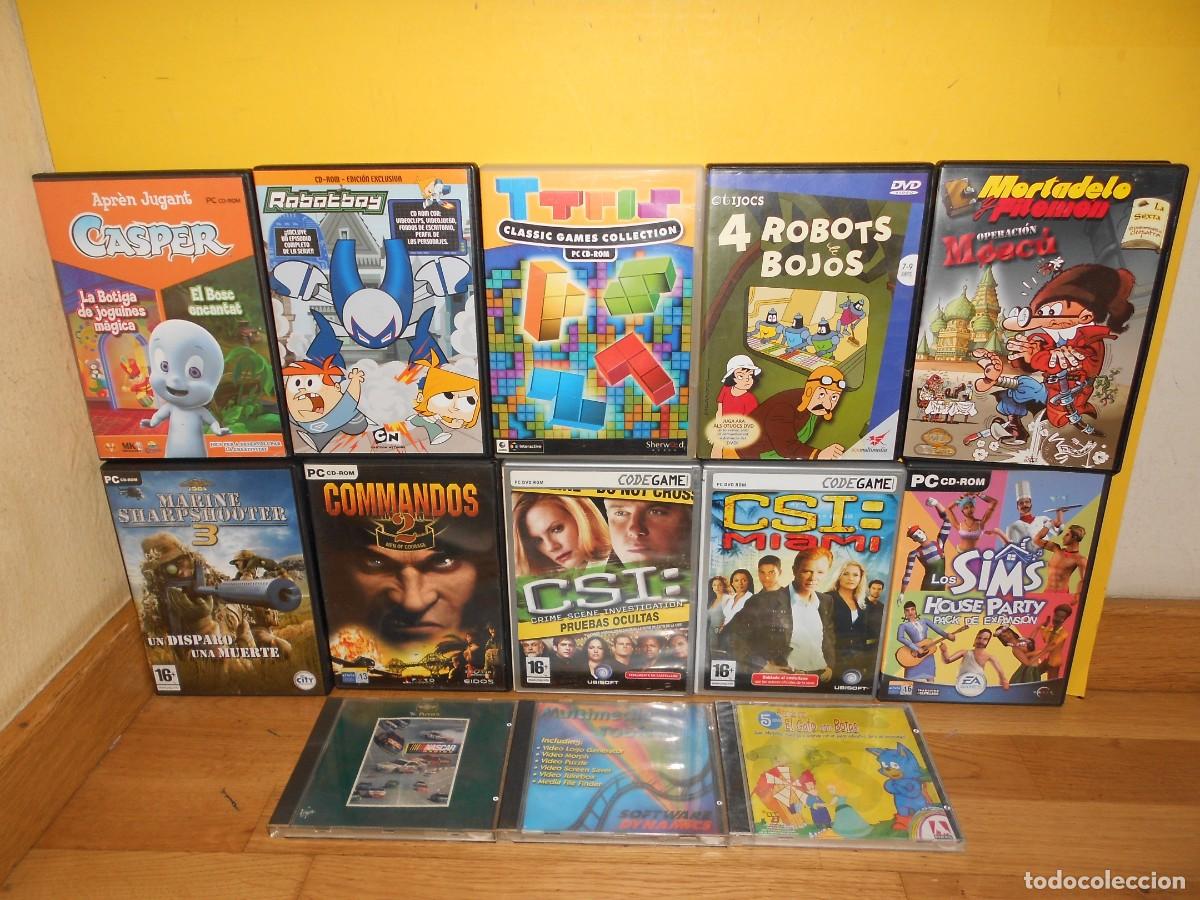 Videojuegos y Consolas: Lote 20 JUEGOS de PC / CD-ROM - CSI / los SIMs / COMANDOS / MORTADELO y FILEMON / TETRIS - 1&euro;y+