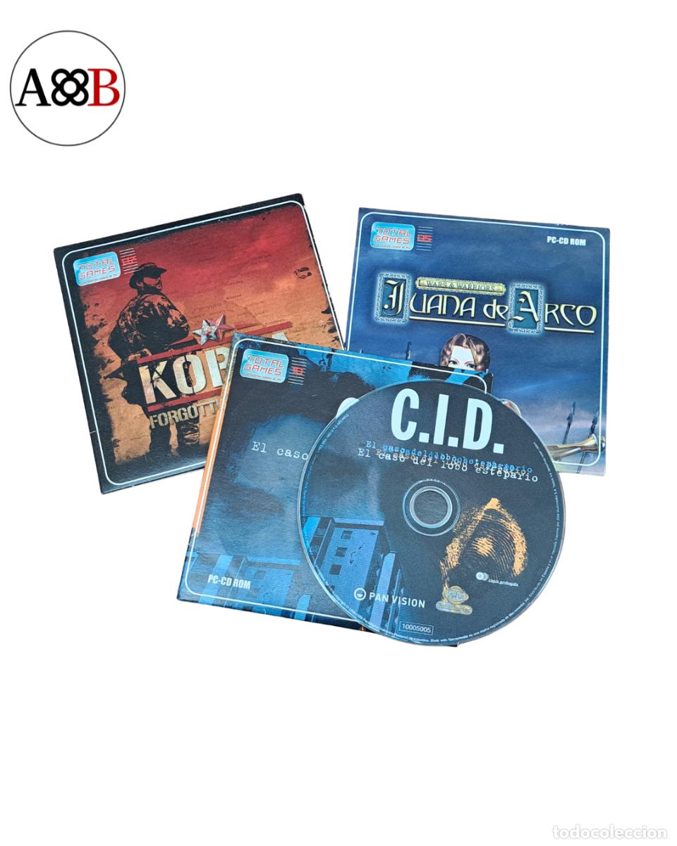 Videojuegos y Consolas: LOTE 3 JUEGOS PC CD-ROM TOTAL GAMES &mdash; JUANA DE ARCO + KOREA FORGOTTEN CONFLICT + C.I.D. &mdash; SIN PROBAR