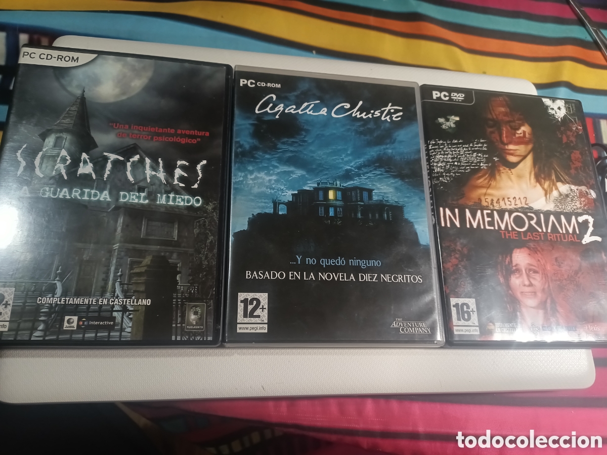 Videojuegos y Consolas: juegos pc cd-rom SCRATCHES LA GUARIDA DEL MIEDO / AGATHA CHRISTIE Y NO QUED&Oacute; NINGUNO y IN MEMORIAM 2
