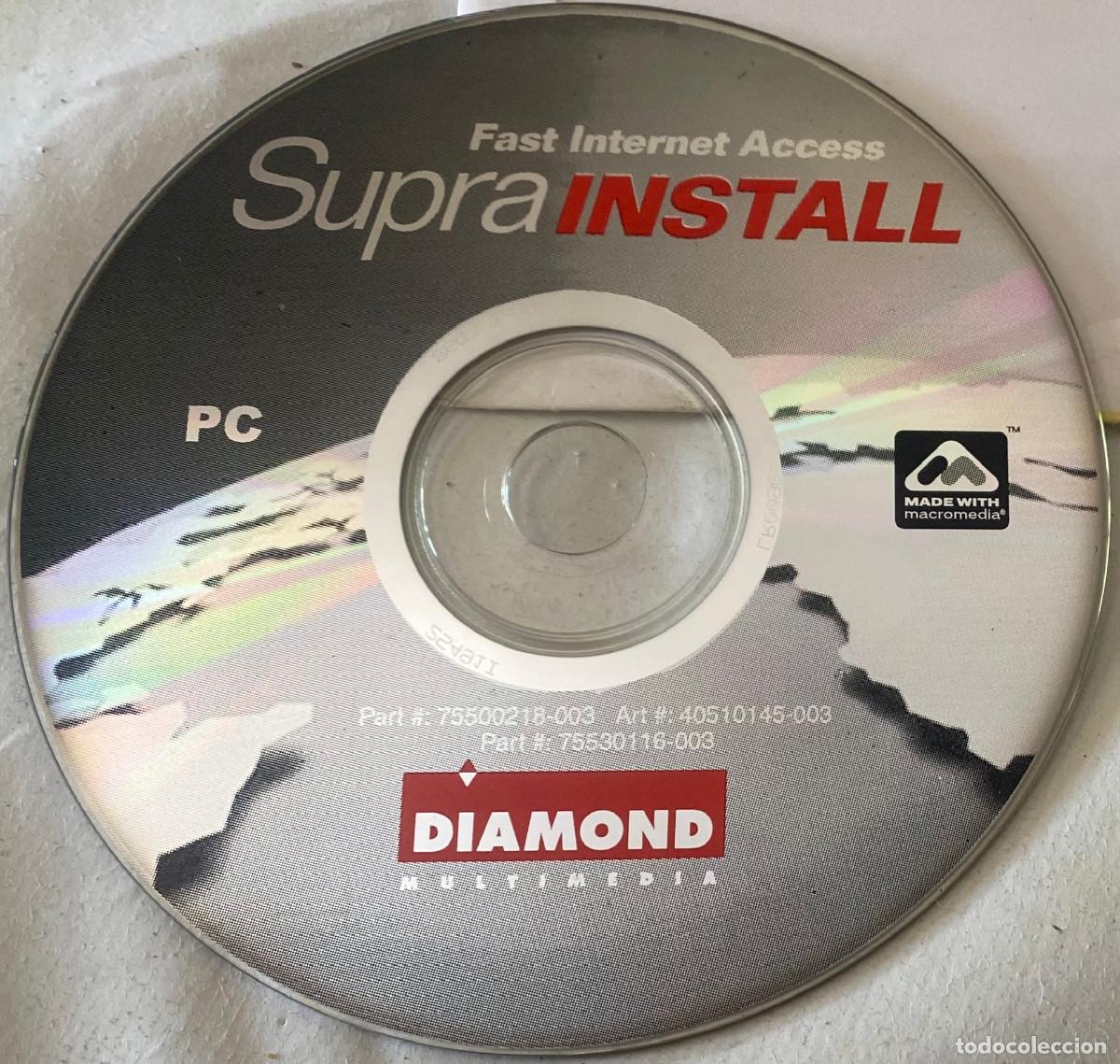 Videojuegos y Consolas: CD-Rom de instalaci&oacute;n de acceso a internet para PC. Supra Install de Diamond Multimedia. A&ntilde;os 90.